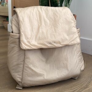 Calpak Cream Casual Backpack with Fold-Over Design